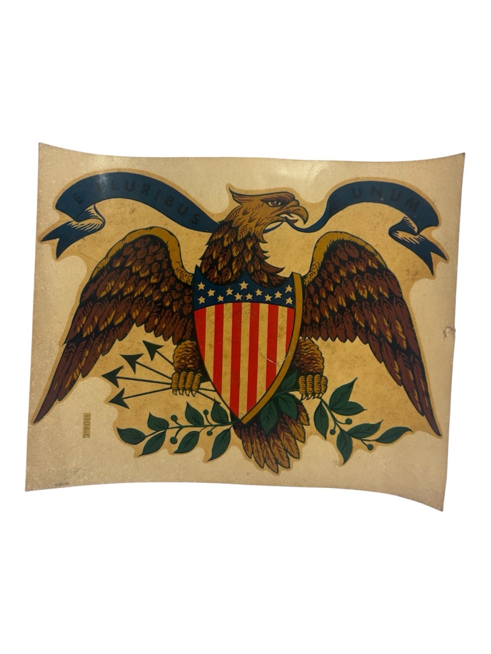 Vintage Patriotic Eagle Decal in Brown, Red, Blue